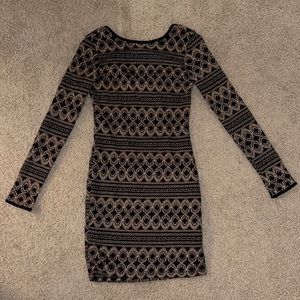 Forever 21 Bodycon gold and black detailed dress